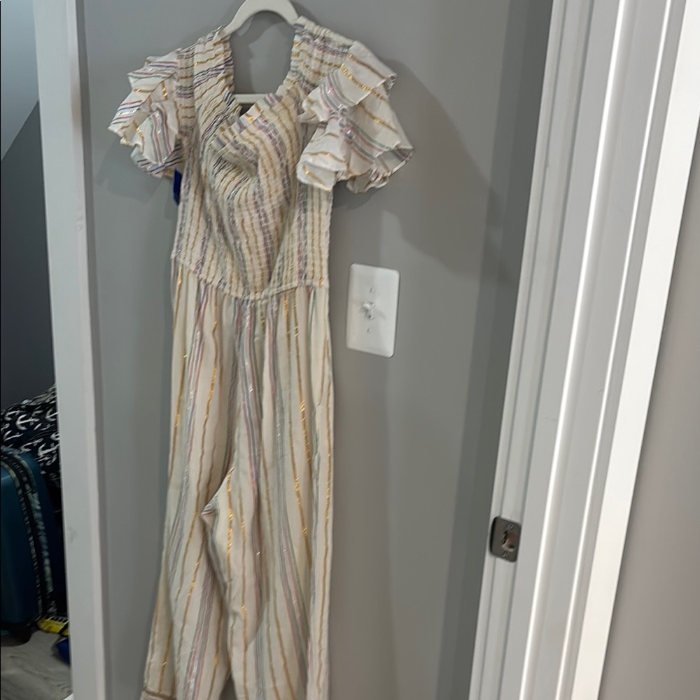 SAYLOR Cream Jumpsuit with Wide-Leg Design